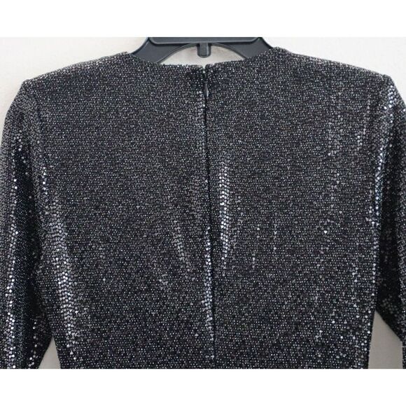 Ramy Brook A1022301 Women's Sz 2 Black Esme Sequin Long-Sleeve Mini Dress - Picture 5 of 12